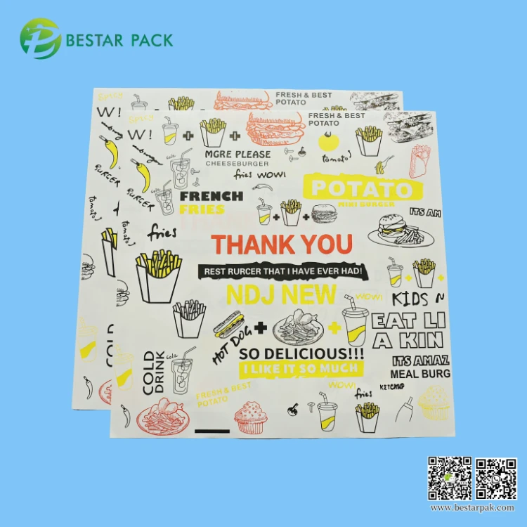Customized Color Printed Sandwich Wrapper Hamburger Paper Food Liners